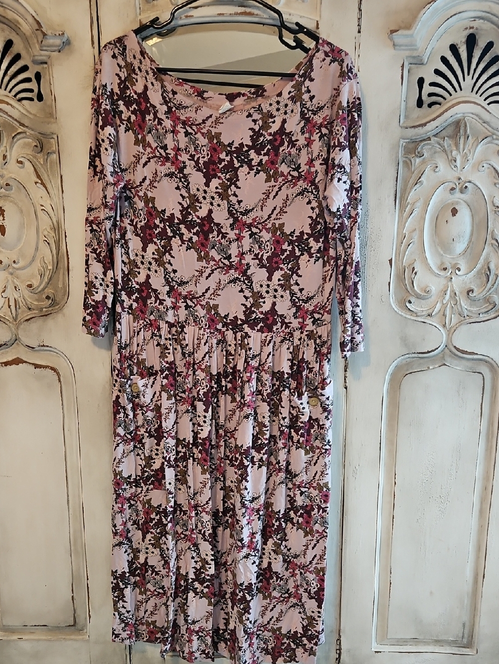 Kate Quinn Women’s Bamboo Dress Large Long Sleeve Floral